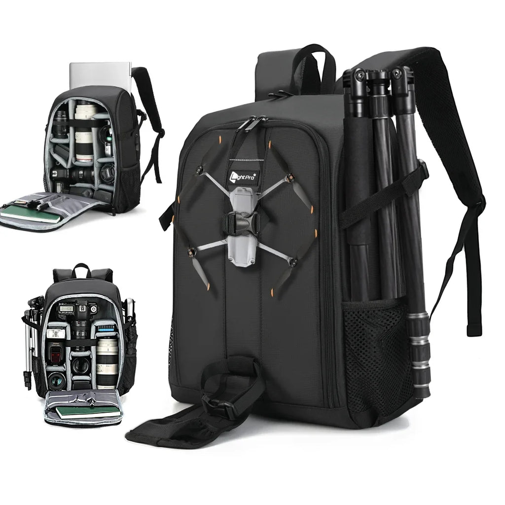 Big Capacity Photography Camera Waterproof Shoulders Backpack Video Tripod  Bag Drone Case w/ Rain Cover for Canon Nikon Sony Pentax