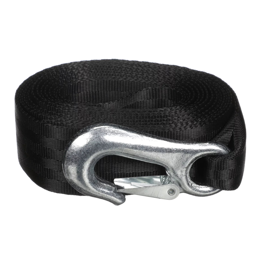 Attwood 11147-7 Trailer Winch Strap, Sewn-Loop End, 20 Feet Long, Rated for Winches Up to 2,000 Pounds, Forged Steel Snap Hook