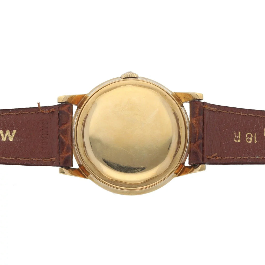 Movado Chronometre 1231 18k Yellow Gold 34mm Leather Automatic Wrist Watch