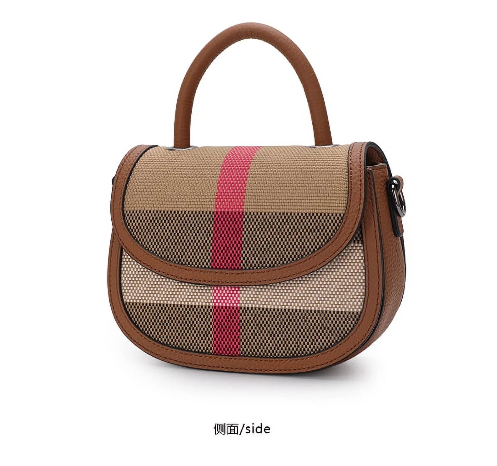 Aidrani   New Women's One Shoulder Crossbody Bag Canvas with Cowhide Saddle Bag