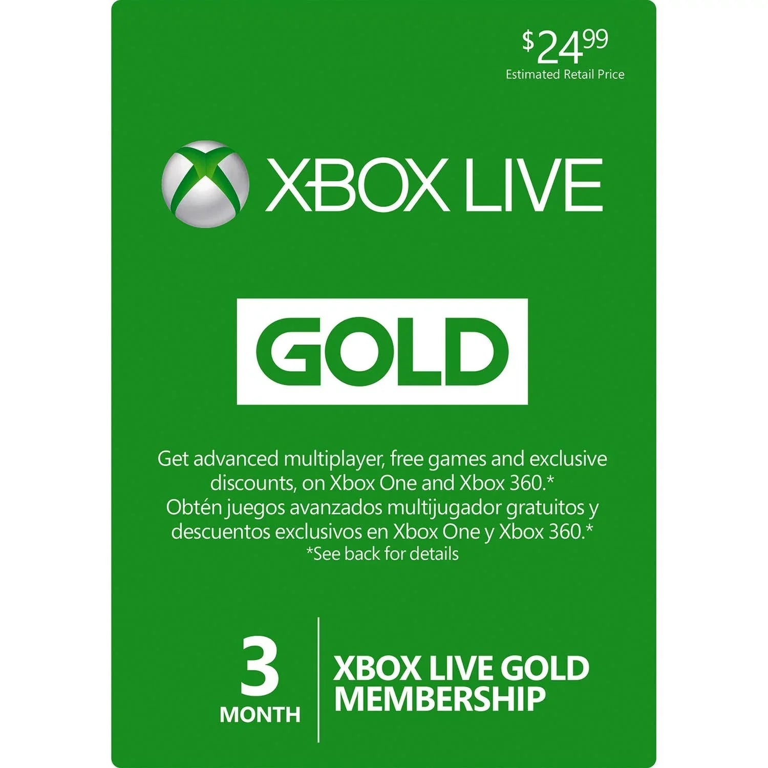 3 Month Microsoft Xbox One & Xbox 360  Gold Membership Card Subscription