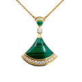 Pre-Owned  Bvlgari Diva Dream Necklace Malachite Diamond K18PG D0.28ct Pink Gold 7.3g Ladies Pendant (Good)