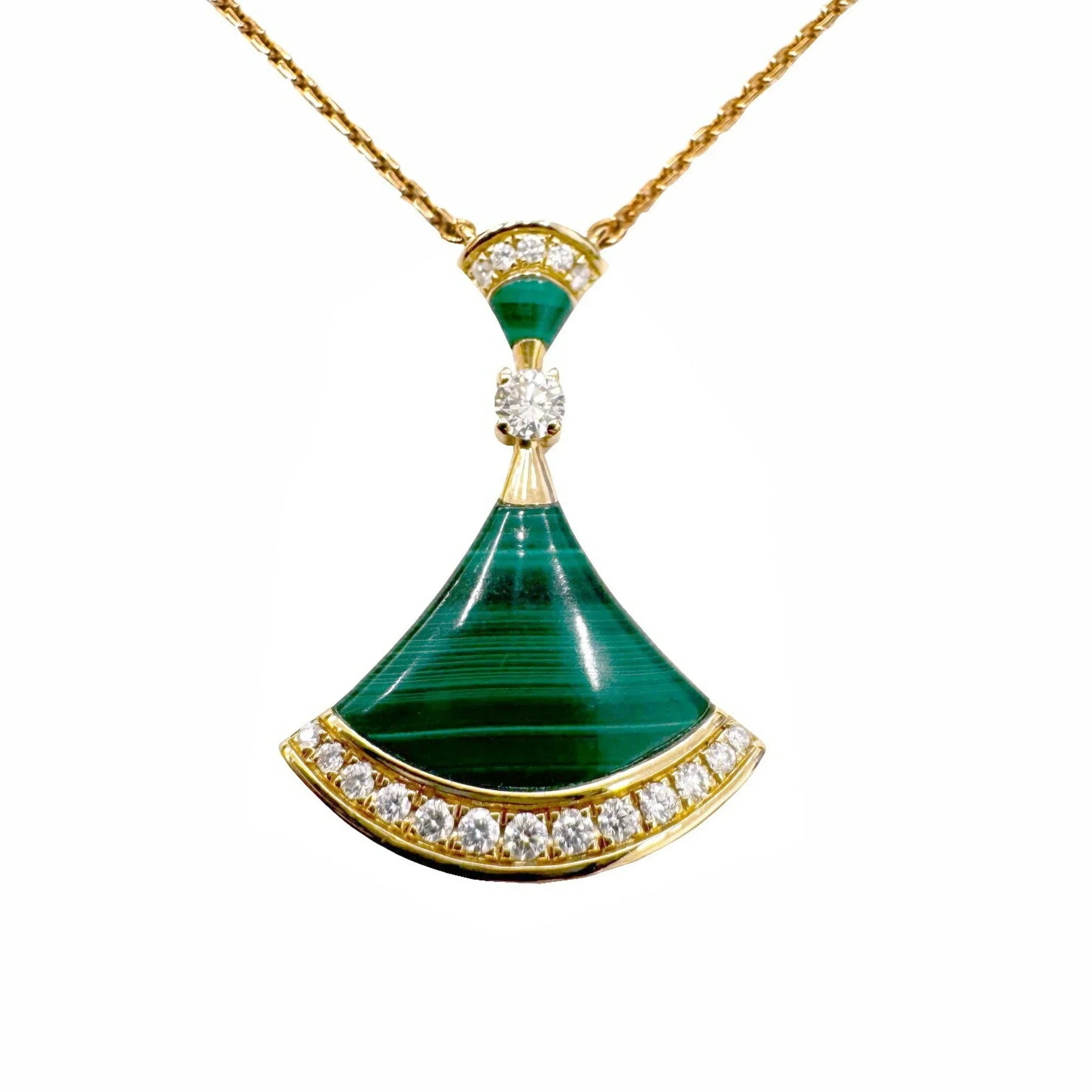 Pre-Owned  Bvlgari Diva Dream Necklace Malachite Diamond K18PG D0.28ct Pink Gold 7.3g Ladies Pendant (Good)