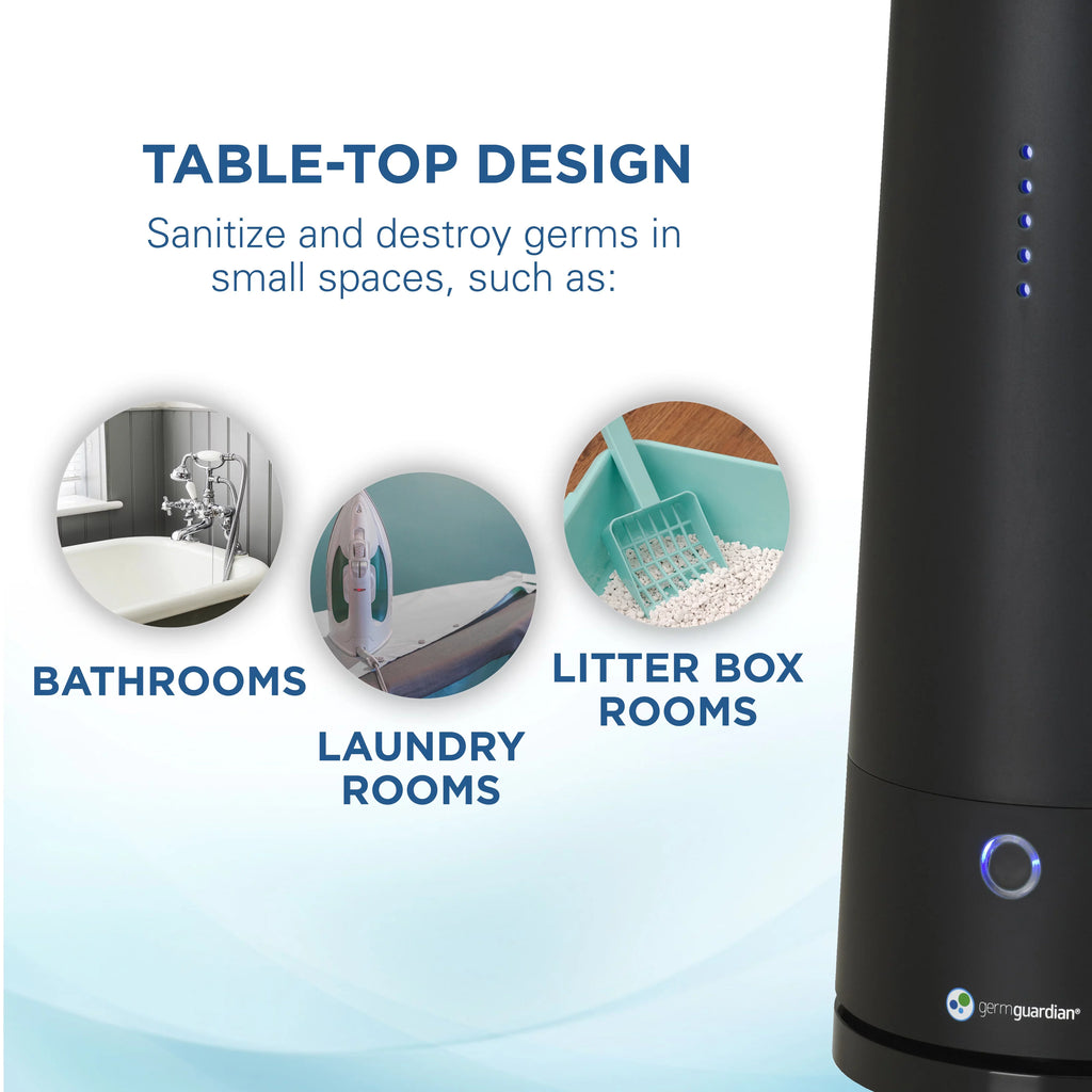 GermGuardian Tabletop -C Air Sanitizer with 2 Speeds Reduces Odors and Germs, GG3000BCA, Black