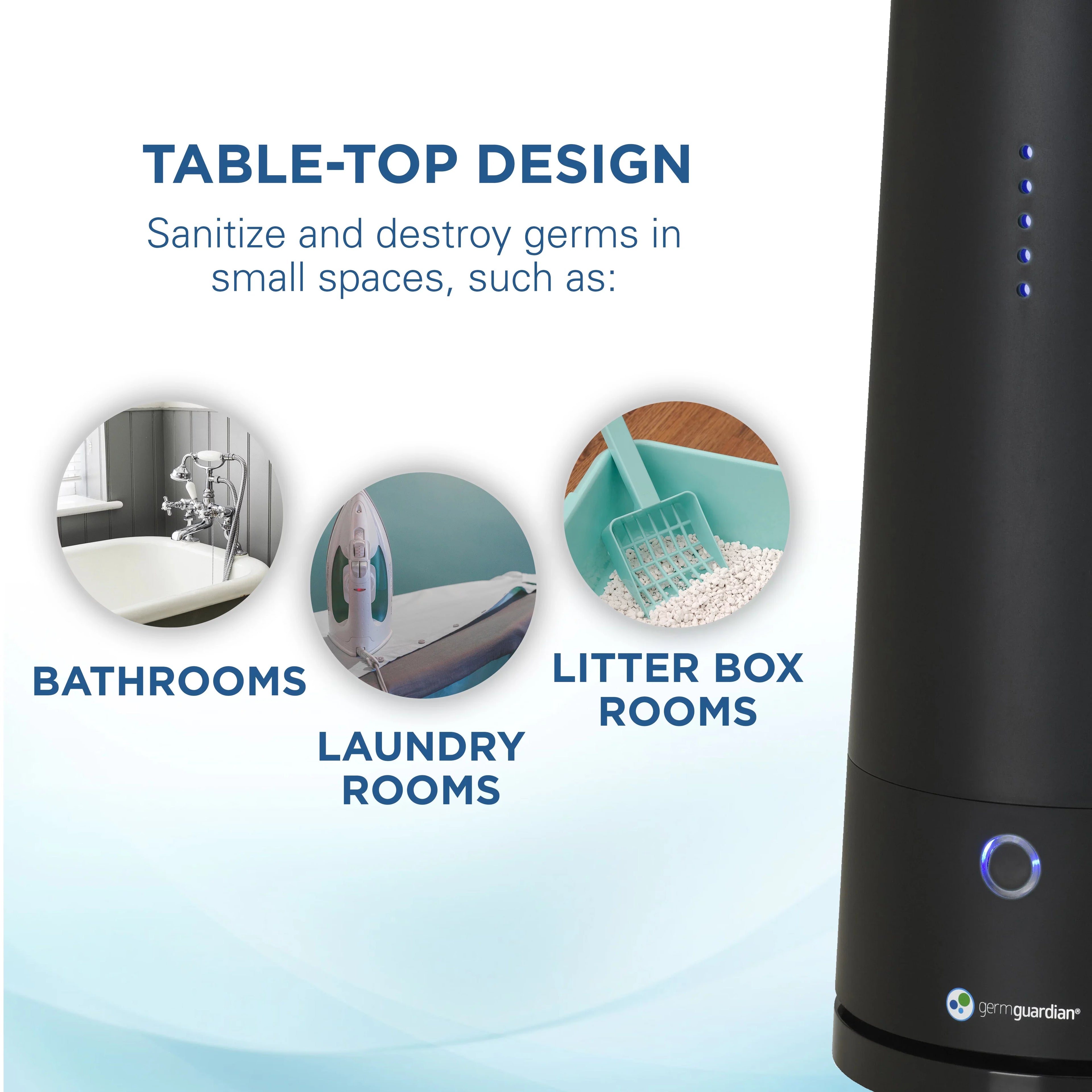 GermGuardian Tabletop -C Air Sanitizer with 2 Speeds Reduces Odors and Germs, GG3000BCA, Black