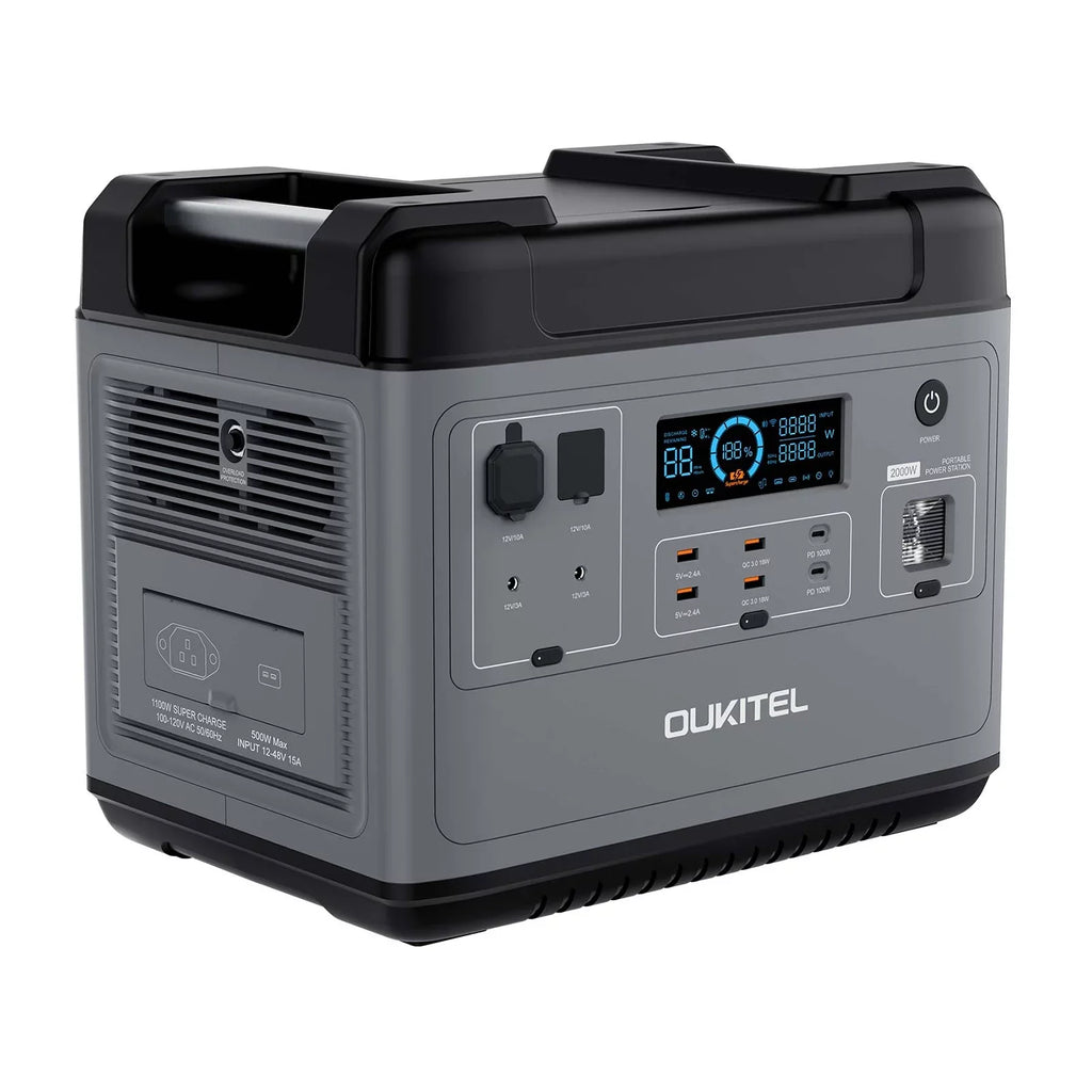 P2001 Portable  Station 2000Wh/51.2V Safe LiFePO4 Solar Generator  2000W Pure Sine  Battery  Station for Home  Camping Emergency Battery Backup Support