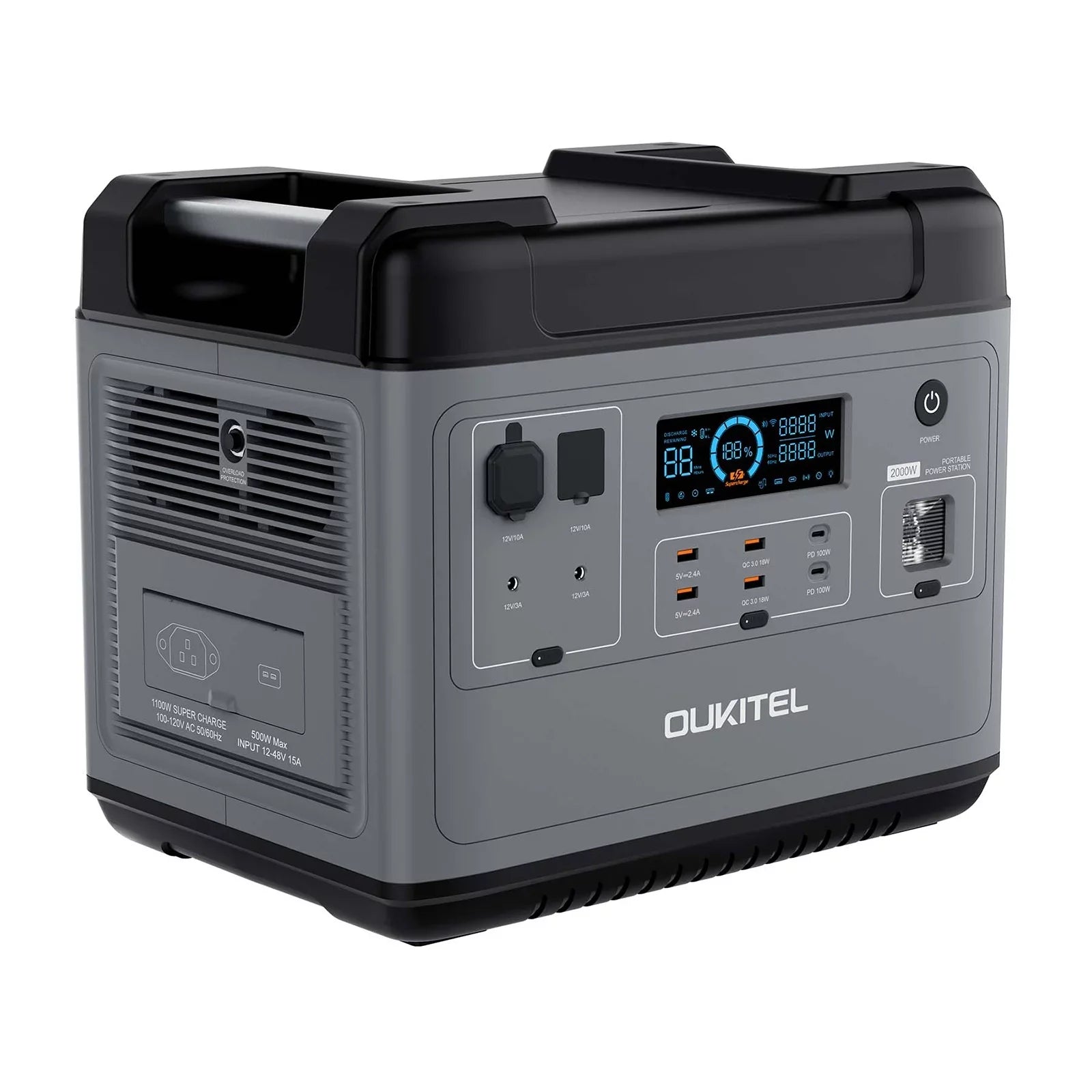 P2001 Portable  Station 2000Wh/51.2V Safe LiFePO4 Solar Generator  2000W Pure Sine  Battery  Station for Home  Camping Emergency Battery Backup Support