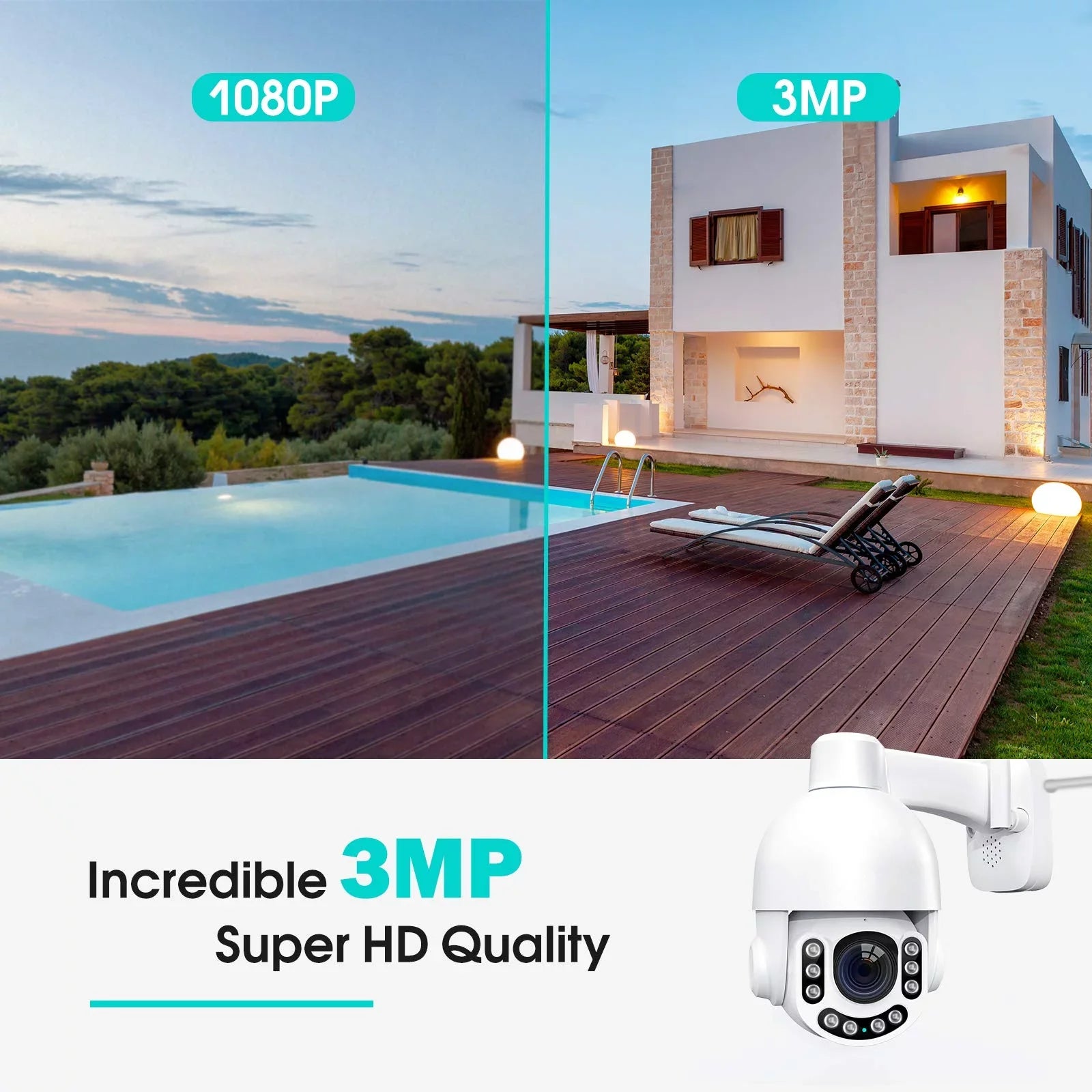 Netvue Outdoor Security Camera, 2K 3MP Home Surveillance Camera,  Security Camera with Wifi Connection