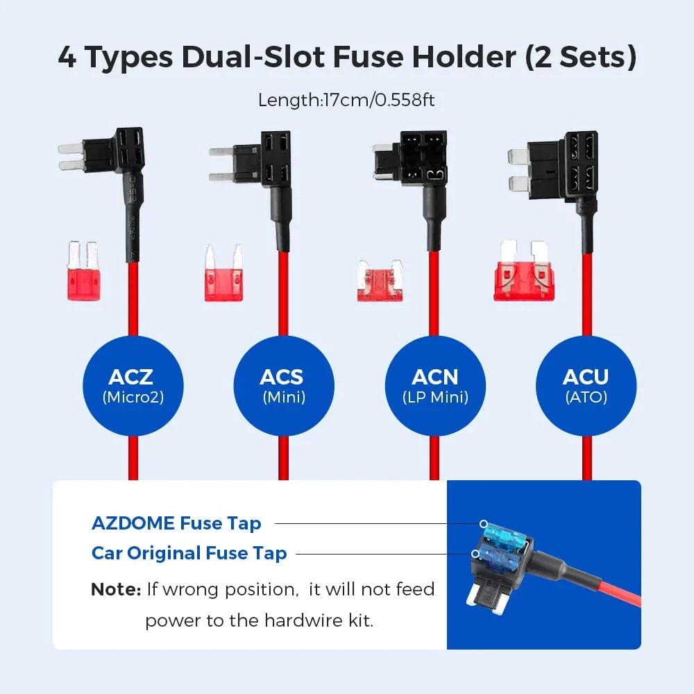 3-Lead Acc Hardwire Kit Mini- Port for M550 Dash Cam, 12ft with Fuse Kit, for Dash Camera 24H Parking Monitor