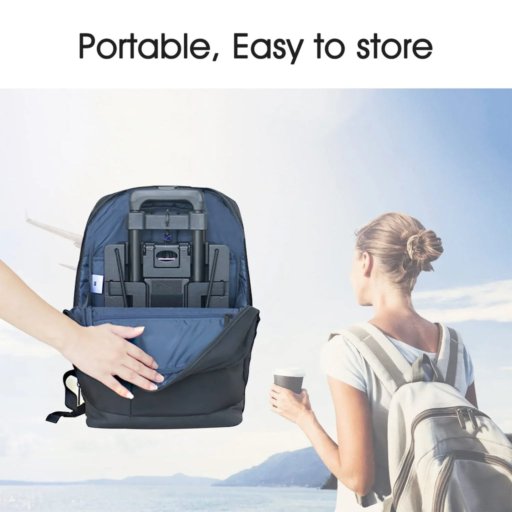 Car Seat Travel Cart for Airport-Carseat Roller for Traveling,Extendable Base Plate,Foldable, storable,and stowable Under Your Airplane seat or Over Head Compartment.