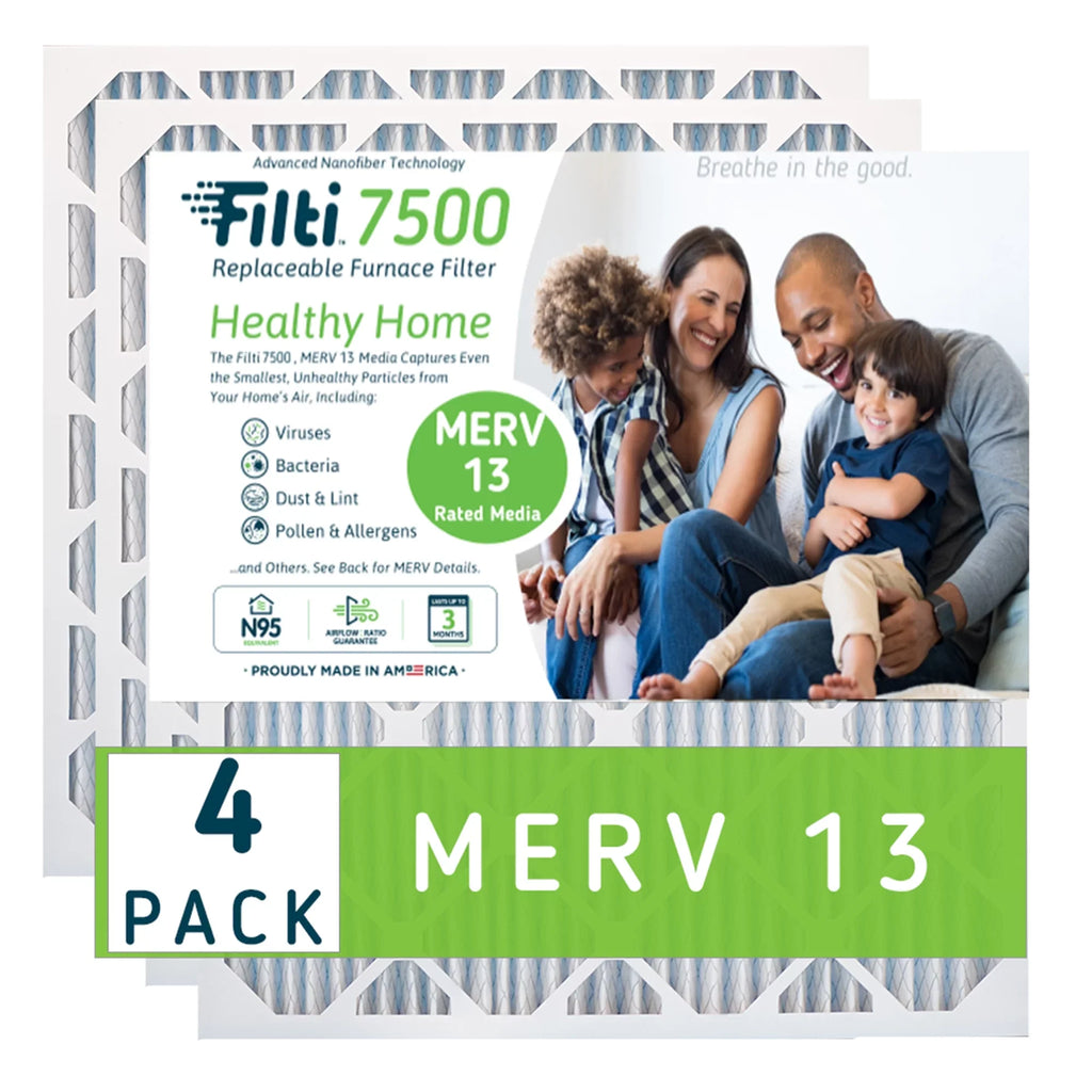 Filti 7500 Pleated Home  Furnace 16x25x1  13 Air Filter (4 Pack)
