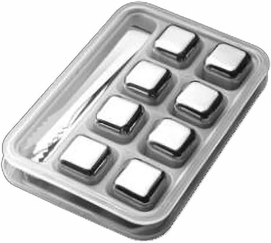 Stainless Steel Whisky Stones Metal Ice Cube Reusable Chilling Rocks Cooling for Scotch Whisky Wine Gin Tonic Drinks Party Men Women(Size:8 Pieces,Color:Square)