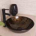 Wonline Artistic  Tempered Glass Vessel Sink Set, Wash Sink Come with Pop Up Drain Combo