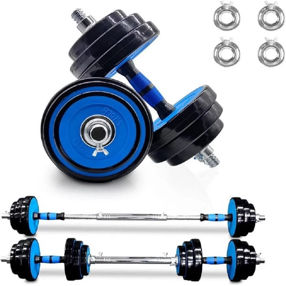 Fithood Adjustable Weights Dumbbells Set of 2, 44Lbs 2 in 1 Exercise & Fitness Dumbbells Barbell Set for Men Women