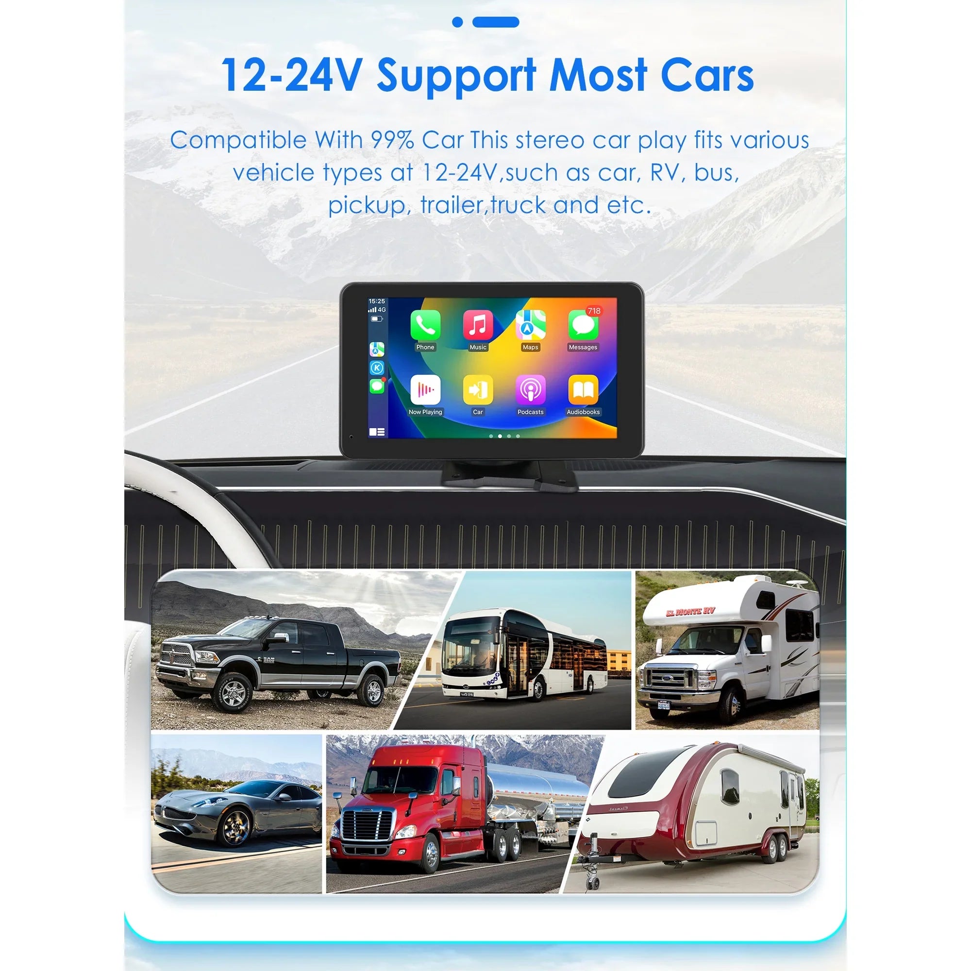 Navigation Apple Carplay   Car Radio Stereo Head Unit 7" Touchscreen 360° Adjustable Portable Mirror Link Android Auto Monitor Player