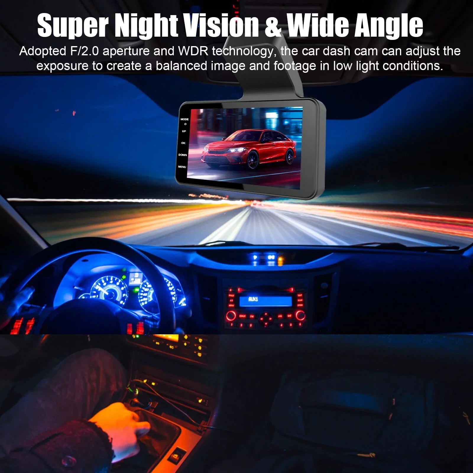 Dual Lens Car  Dash Cam Video Recorder G-Sensor 1080P Front And Rear Camera
