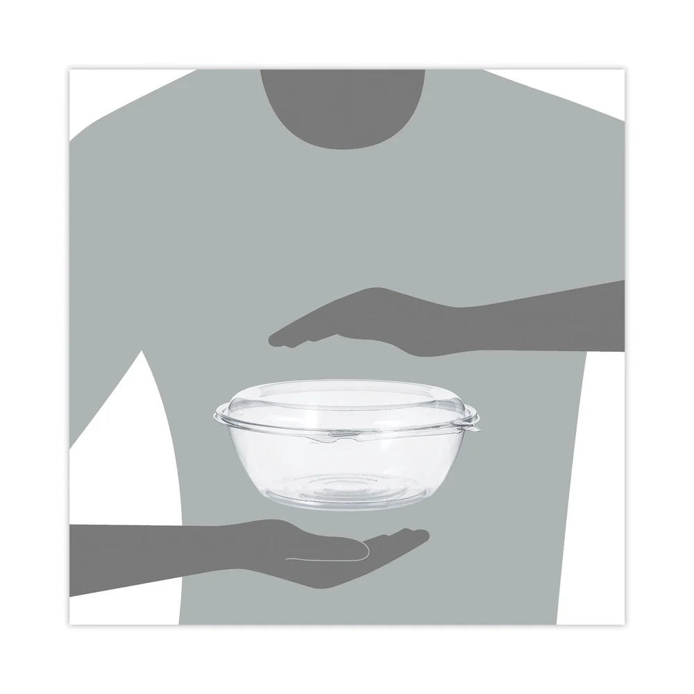 Dart Tamper-Resistant, Tamper-Evident Bowls with Dome Lid, 48 oz, 8.9 Diameter x 3.4h, Clear, Plastic, 100/Carton