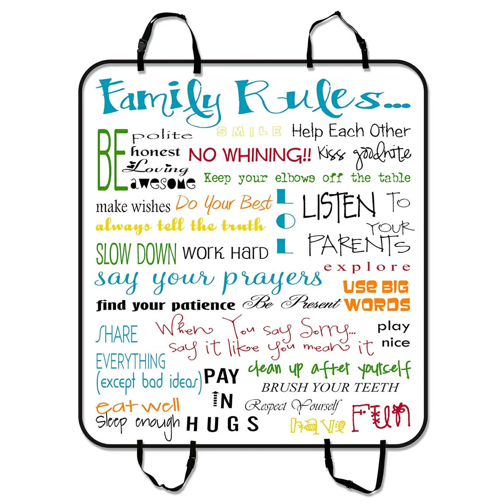 Family Rules Educational Pet Car Seat Cover Dog Car Seat Mat Hammock Cargo Mat Trunk Mat For Cars Trucks and  54x60 inches