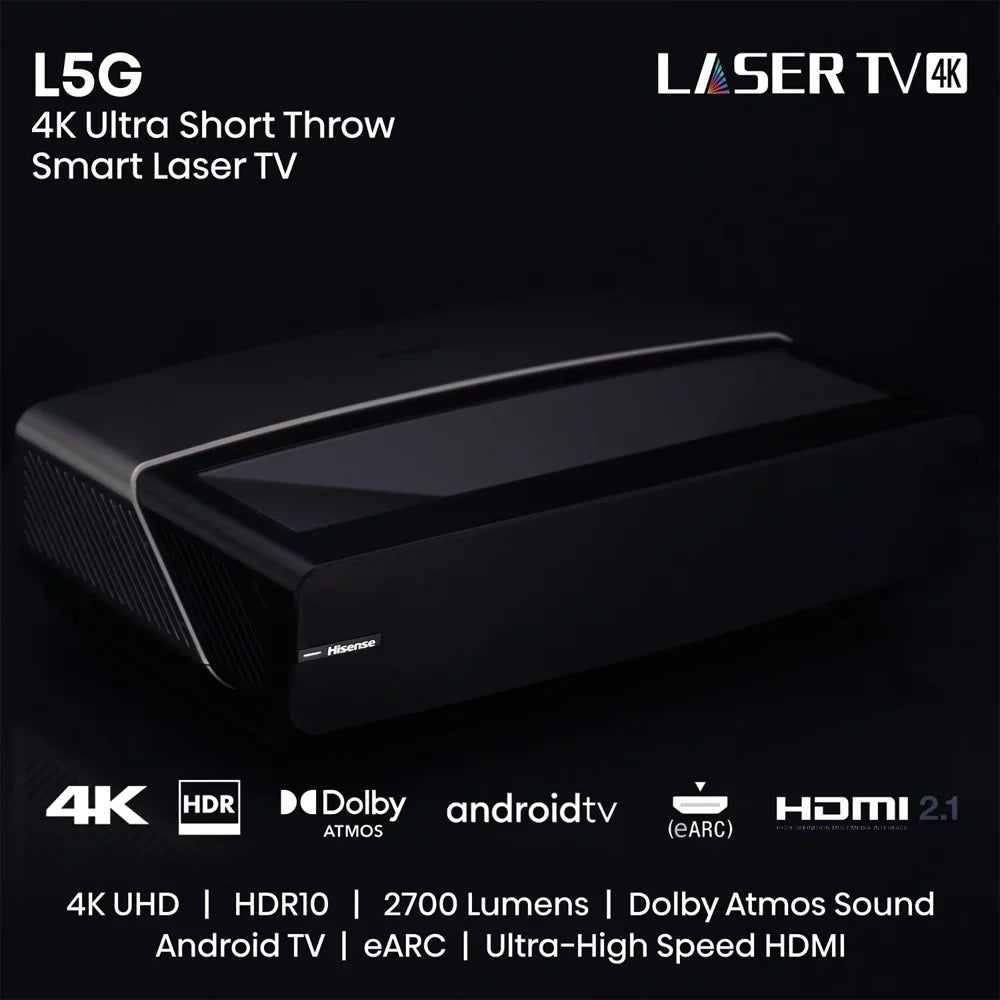 Hisense 100L5G 100" 4K Ultra-Short-Throw   & 100'' DLT100B 1.0 Gain  Screen Bundle with 2   Enhanced Protection Pack