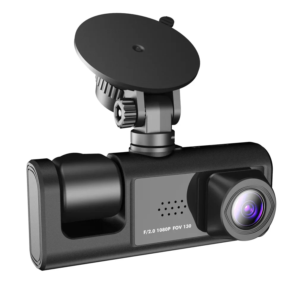 1080P  Dash Camera Front & Inside & Rear Camera Driving Recorder 2 Inch Screen Dashcam Support Night-Vision Loop Recording One-Key Lock