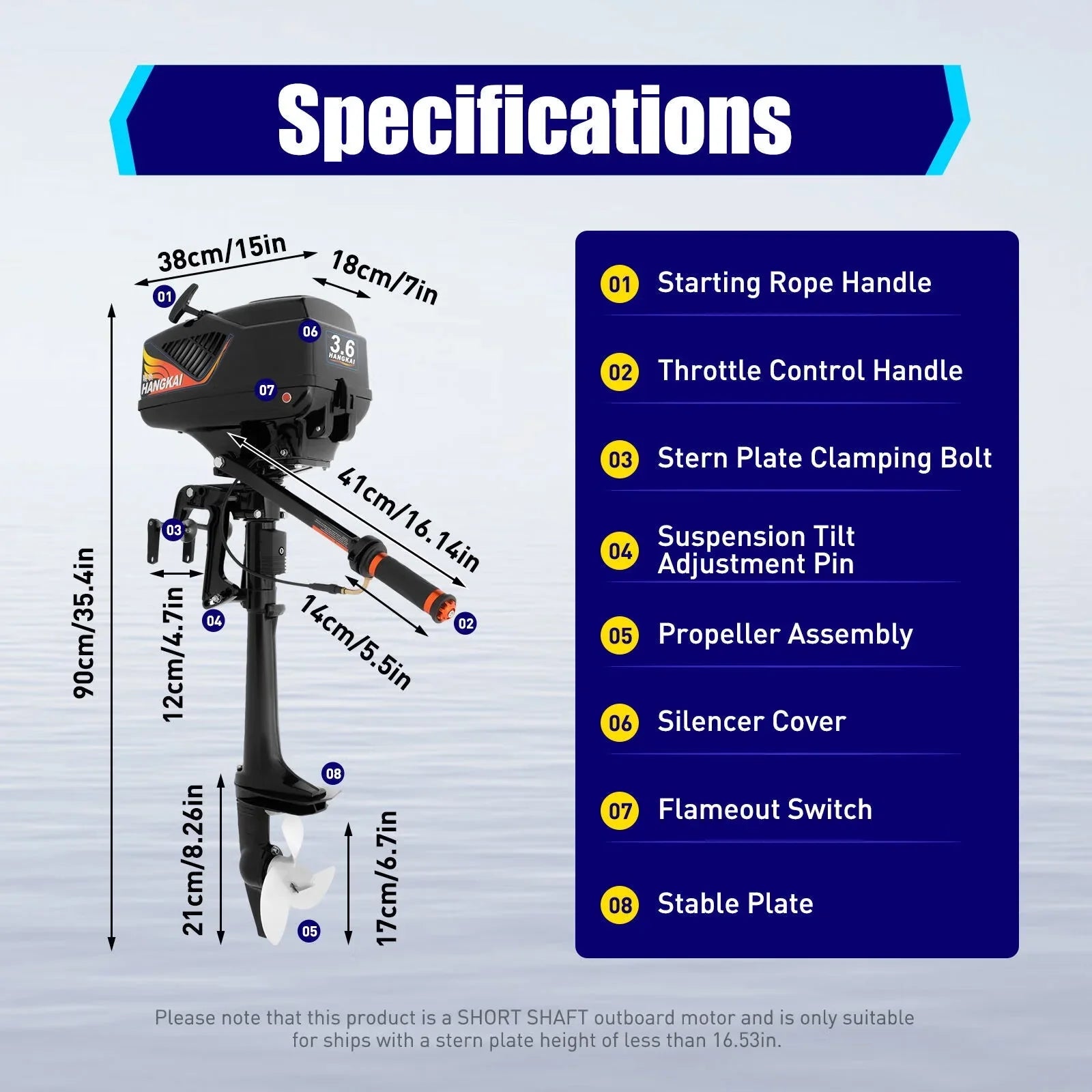 3.6HP 2 Stroke Outboard Motor,Trolling Boat Engine Motor for Fishing Aquaculture Outdoor Adventure Boat