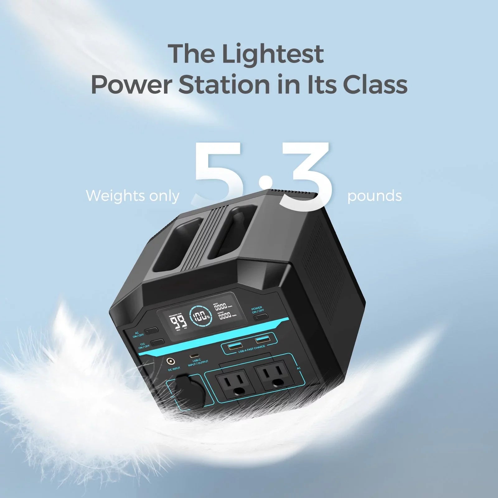 Renogy Portable Power Station 222Wh Solar Generator 2 120V/200W  Outlets, 60W -C  Output, Lightweight Lithium Backup Battery Pass-Through Charging for Outdoor Camping Home Emergency