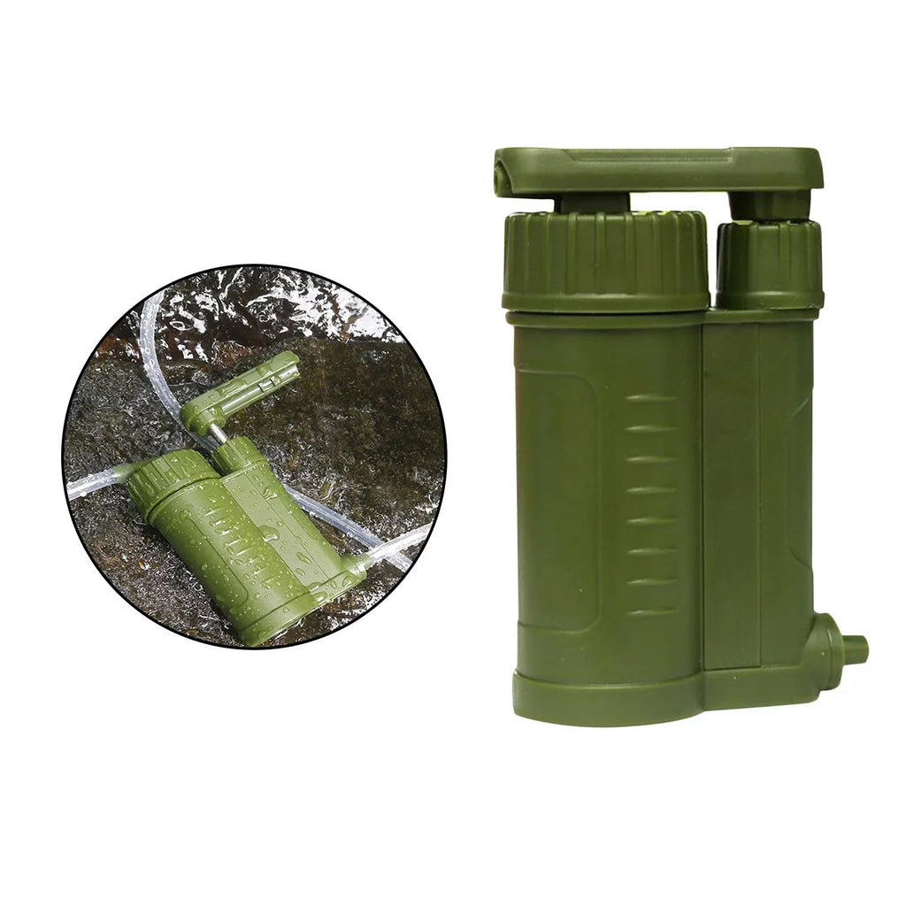 Portable Water Filter, Personal Camping Water, with Internal Carbon and Filter Assembly, Fiber Membrane