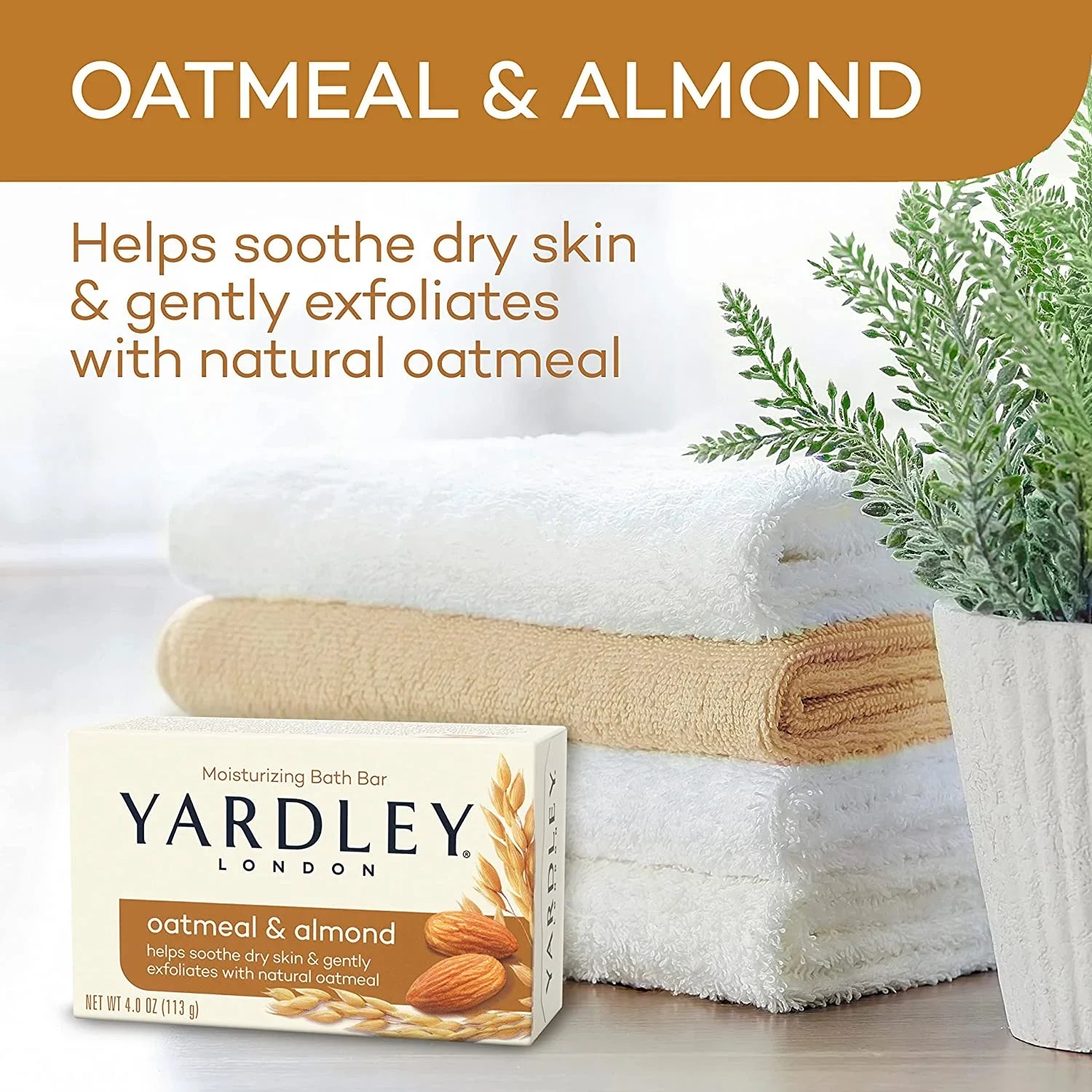 Yardley Oatmeal and Almond Bar Soap, 4 Oz (12 Pack)