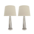 Aspen Creative 40170-12, Two Pack Set – 30" High Transitional Glass Table Lamp, Satin Nickel Finish and Hardback Empire Shaped Lamp Shade in Beige, 15" Wide