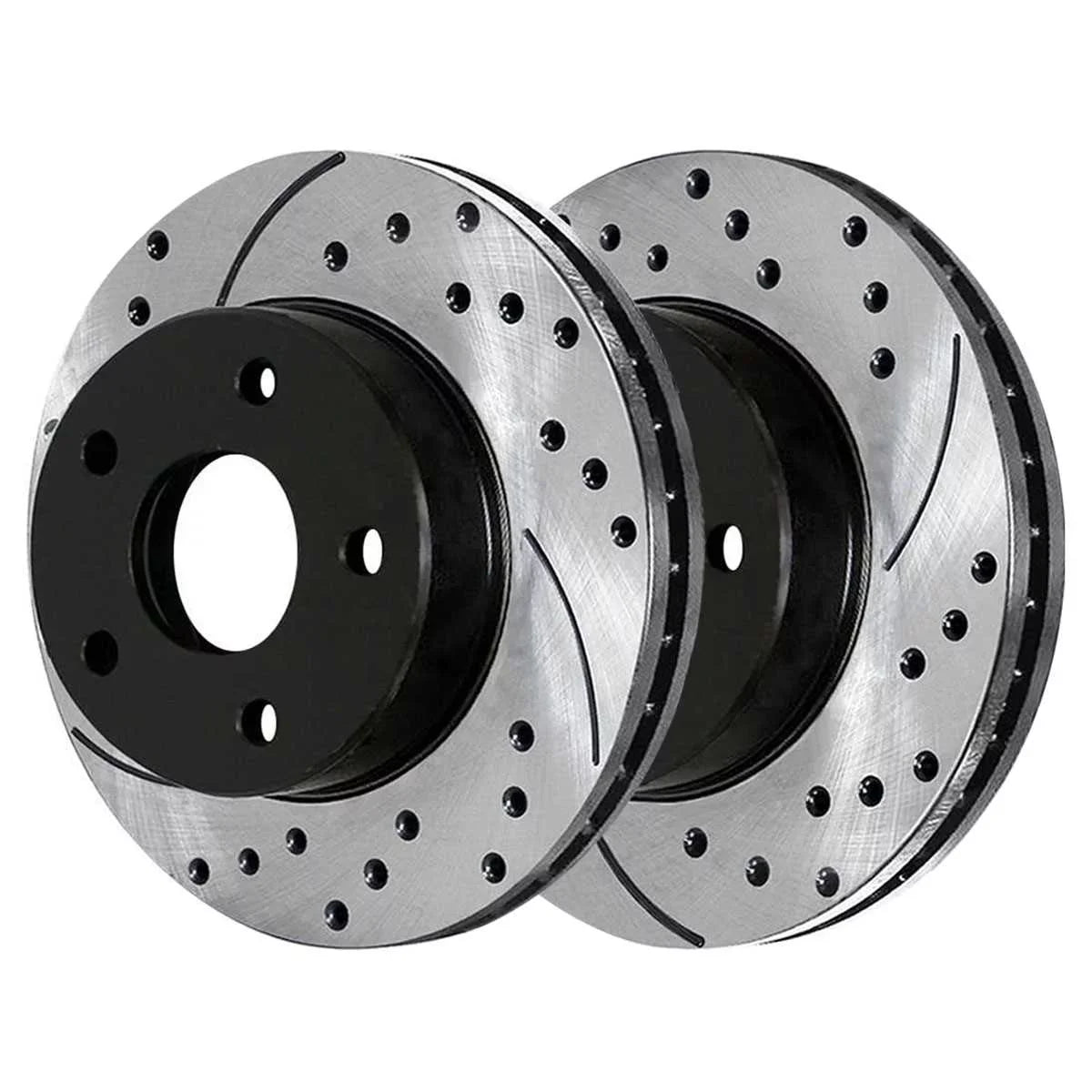 AutoShack Front Drilled Slotted Brake Rotors Black Pair of 2 Driver and Passenger Side Replacement for 2007-2010 2011 2012 Dodge Caliber 2008-2017 Mitsubishi Lancer 1.8L 2.0L 2.4L   PR63039LR