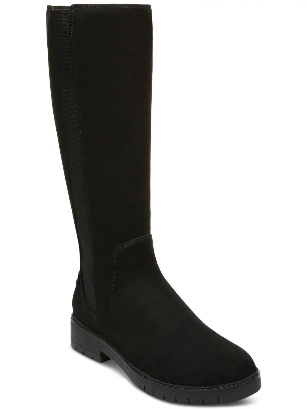 &  Womens Black Strap Accent Side Goring Lug Sole Padded Gwynn Round Toe Block Heel Zip-Up Boots Shoes 6 M