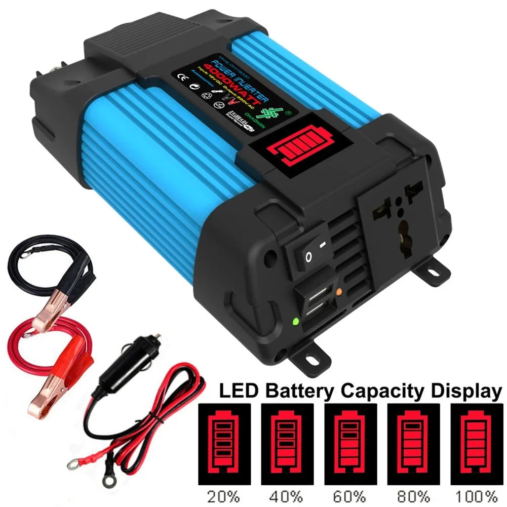 4000W Car Power Inverter  12V To  110/220V Pure Sine Wave 2   Display