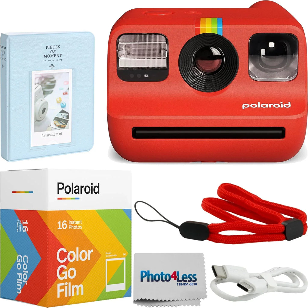Polaroid Go Generation 2 Instant Film Camera (Red) + Polaroid Color Film, Double Pack + Album