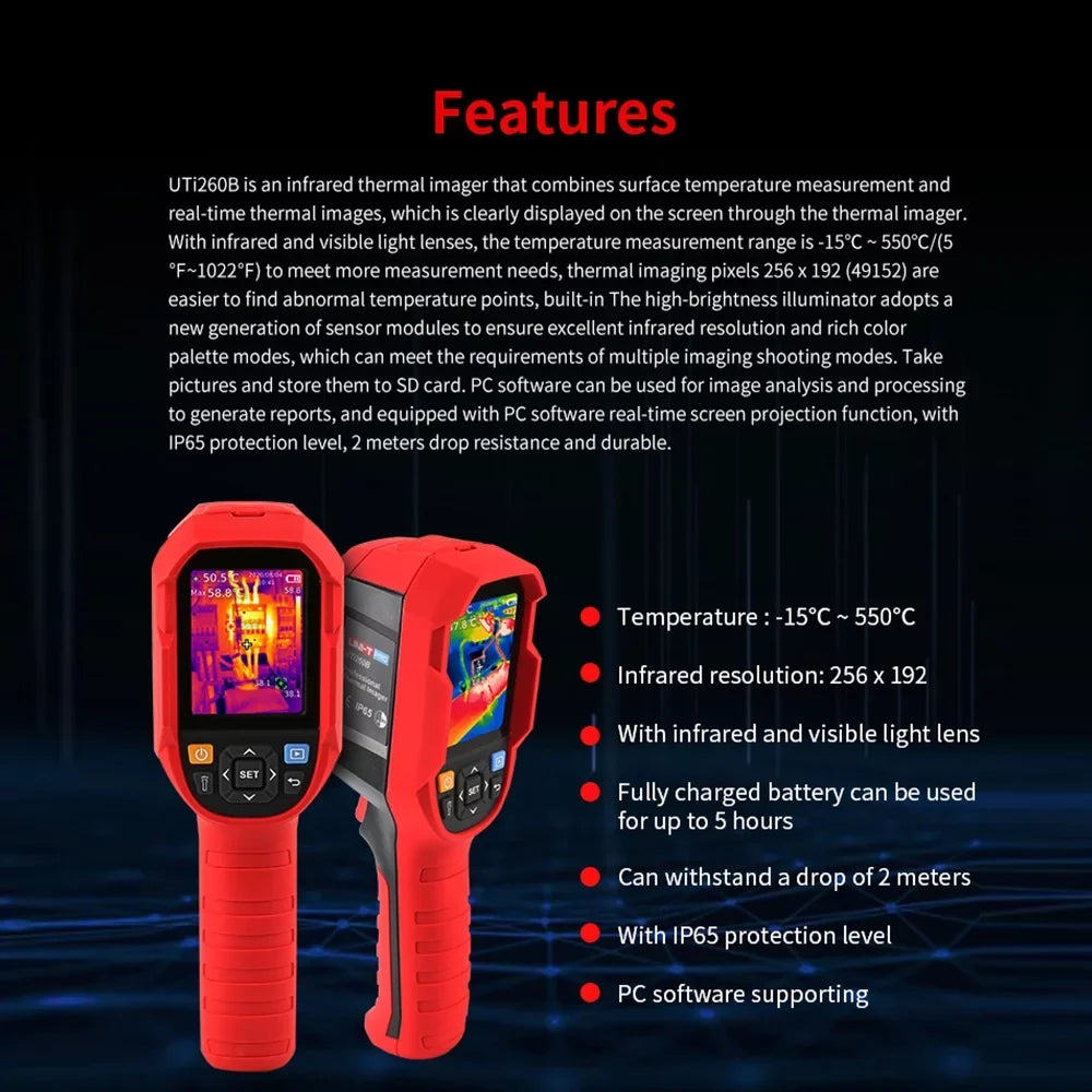 Daakro -T UTi260B Handheld Thermal Imager Camera  Infrared Thermometer Imaging