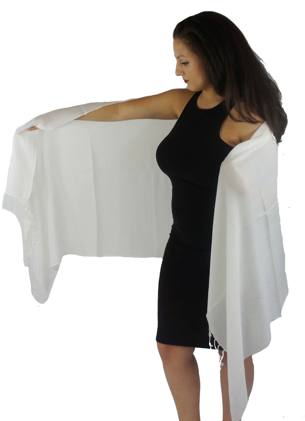 Shawl/Shawls/Scarf/Scarves/Wrap/Stole/Muffler/Cape/Ruana/Blanket/Throw/Pashmina Shawl/Cashmere Scarf/Wool/Silk (Cream/Ivory Regular Shawl)