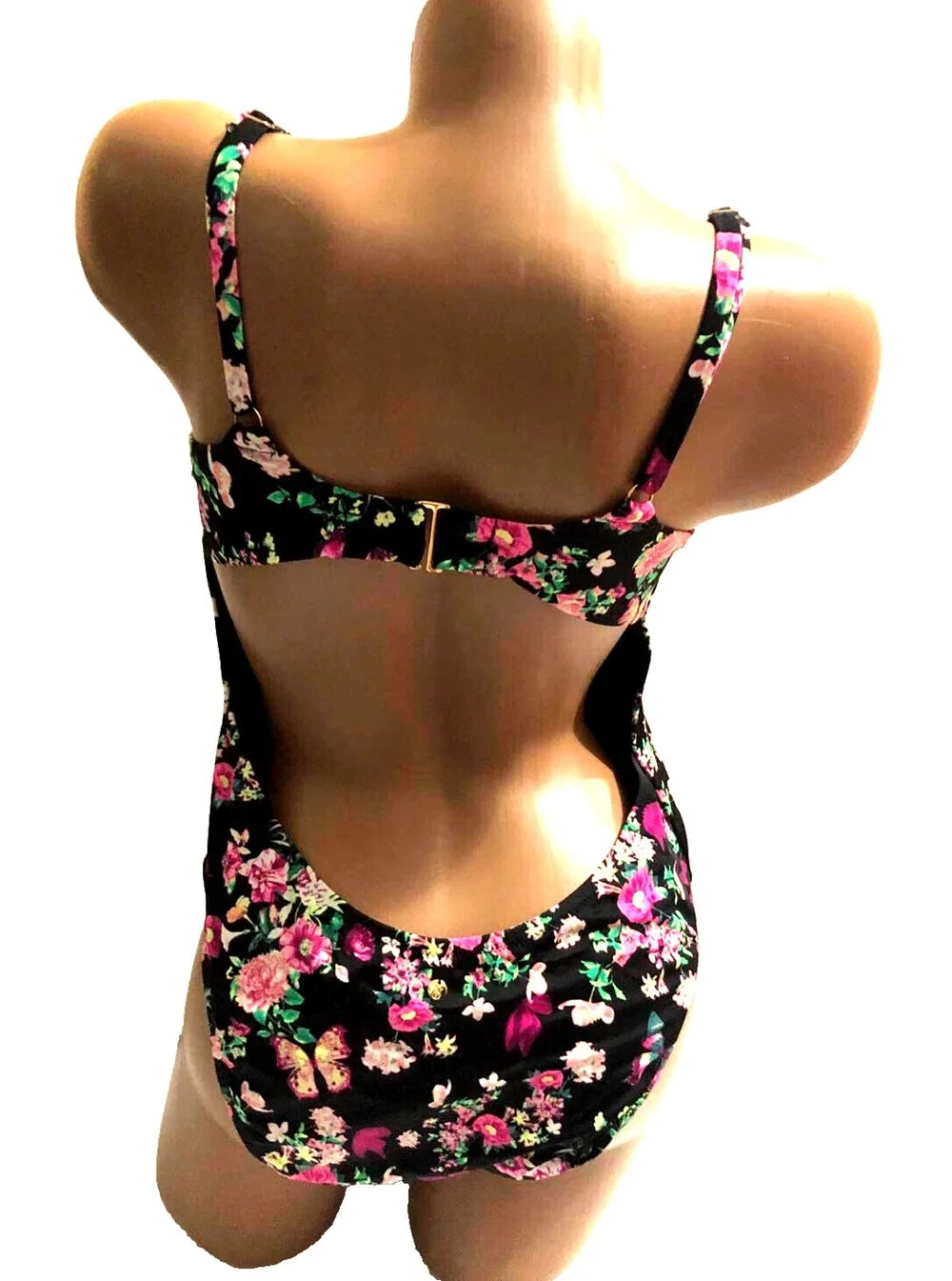 Victoria's Secret Swimsuit One Piece Wicked Black Floral Size X-Large