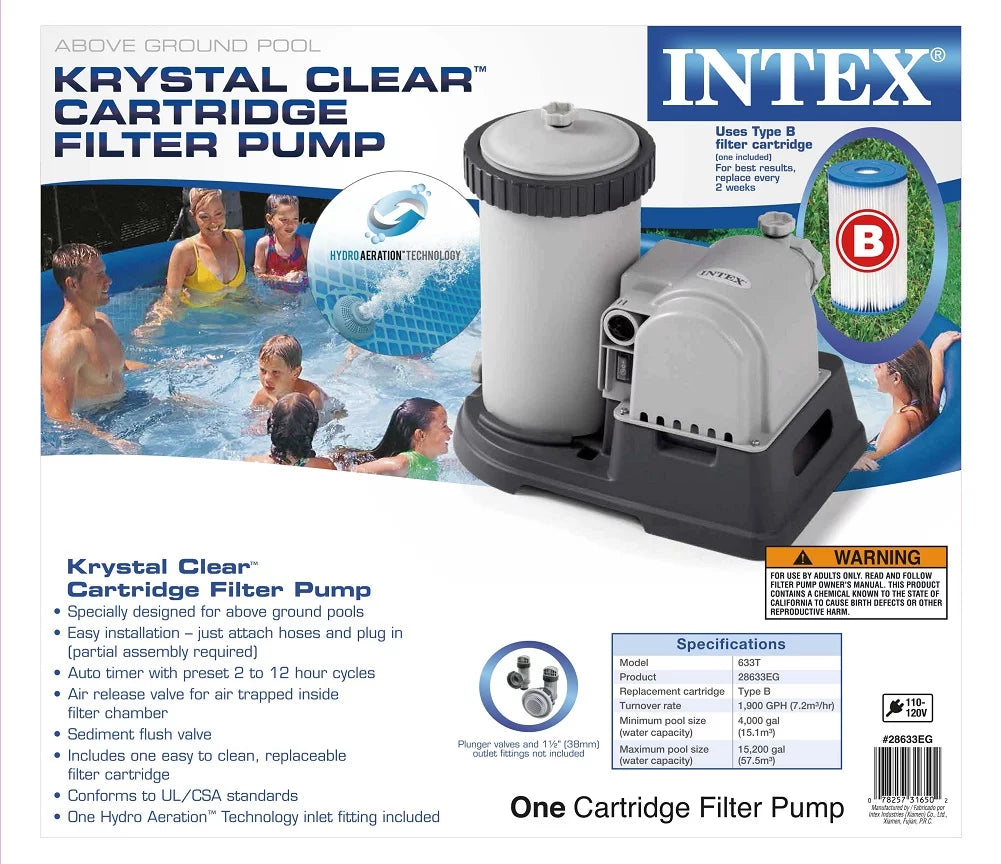 Intex Krystal Clear Cartridge Filter Pump for Above Ground Pools, 2500  Pu...