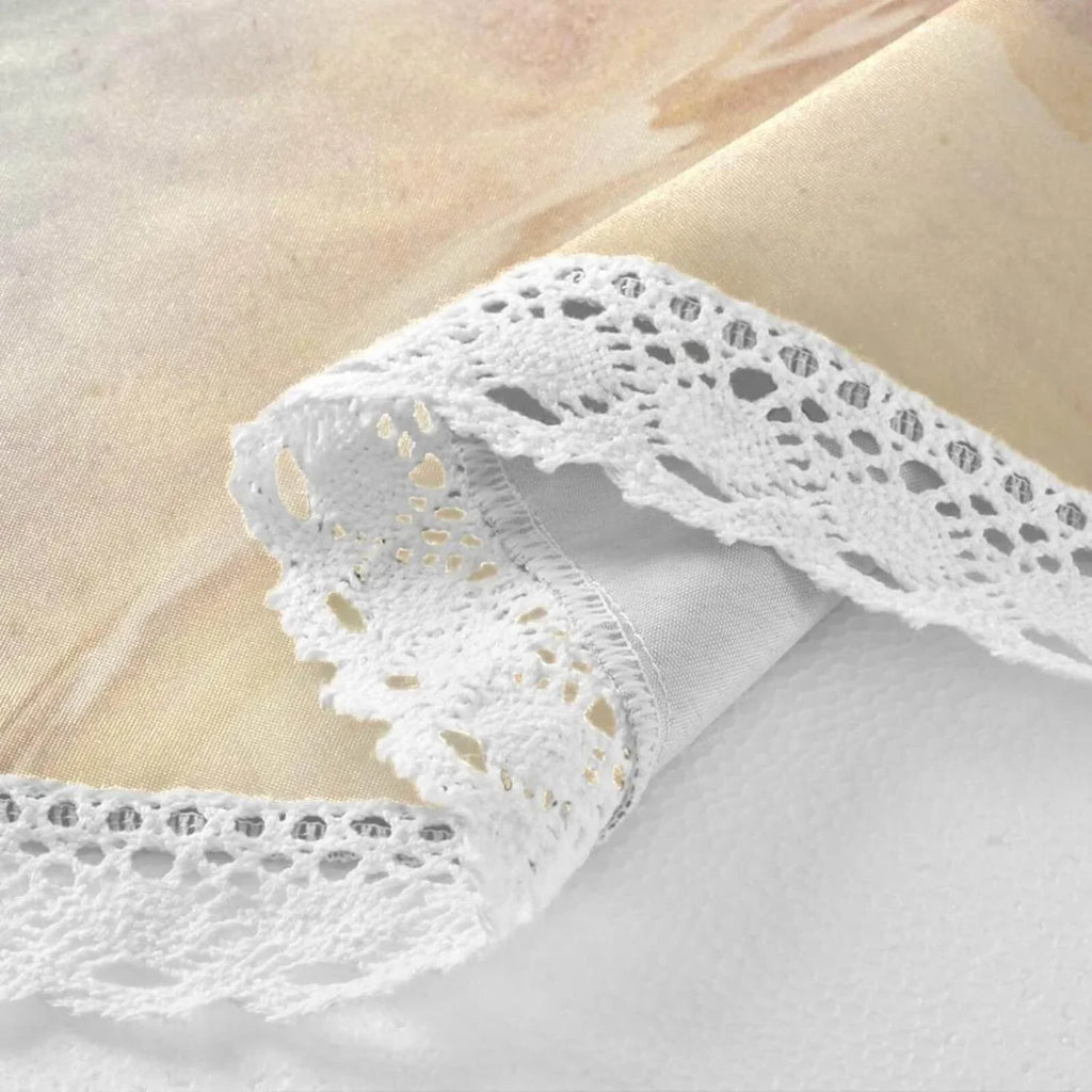 Starfish Summer Beach Round Tablecloth 60inch Indoor Wrinkle Free, Sea Wave Conch Circular Lace Table Cover Washable for Kitchen Party  Dining Decor