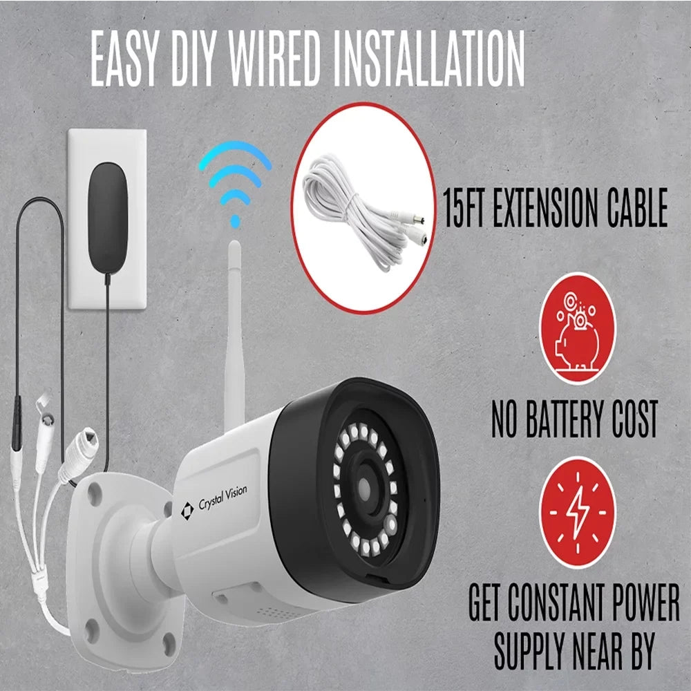 [8CH] Crystal Vision  Wireless Surveillance System   w/ 10.1 In Built-In Monitor, 6X Floodlight 2 Way Audio Siren 3MP Cameras