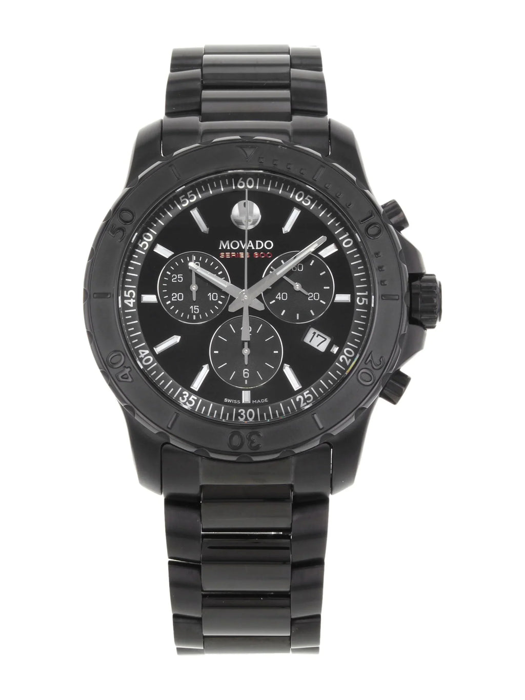 Pre-Owned Movado Series 800 Black  Coated Steel Quartz Watch 2600119 (Good)
