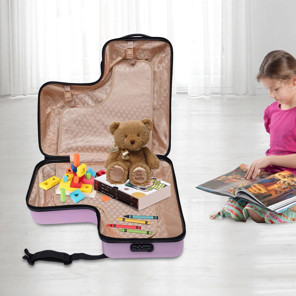 Wuzstar 24" Kid's Ride-on Travel Suitcase Portable Universal Wheel Waterproof Luggage,+ Aged 4-12 Years(Pink)