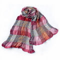 Pink Checks Arcadian Style Cute Silky Soft Woven Tassel Ends Pashmina/Shawl/Scarf