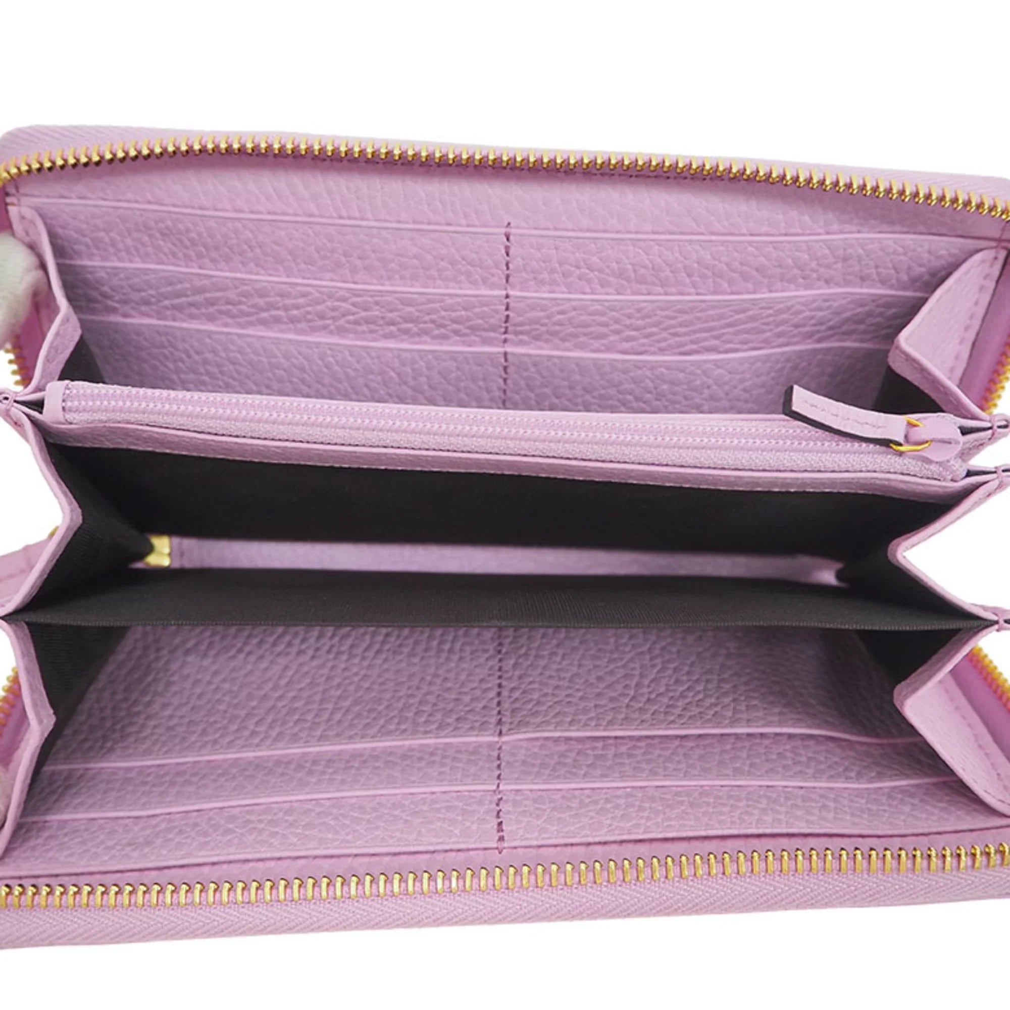 Pre-Owned  Gucci 499337  Marmont Bosco Zip Around Wallet Round Purse Light Pink Dog Boston Terrier (Like New)