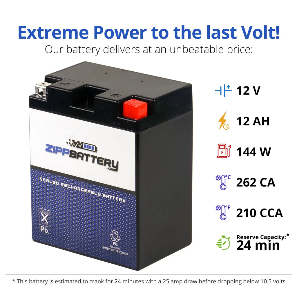 Zipp Battery YTX14AHL- (14AHL- 12 Volt,12 Ah, 210 ) Motorcycle Battery for Suzuki 1100cc Gsx-r1100 1990