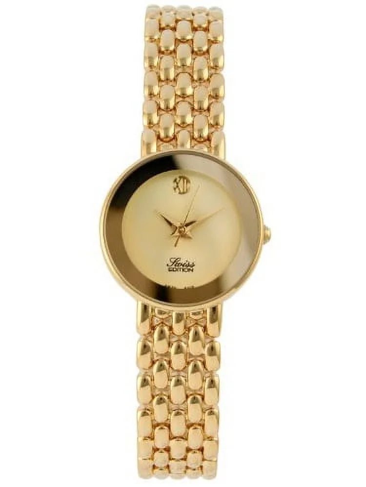 Swiss Edition SE3800-C Women's 23K Gold Plated Panther Link Bracelet Watch