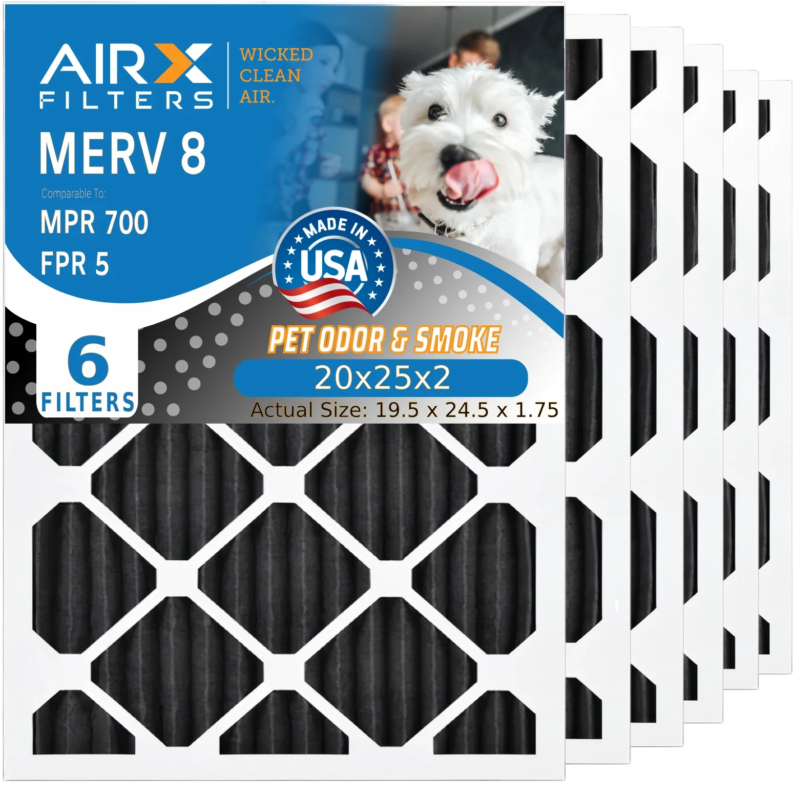 20x25x2 Air Filter Odor Eliminator Carbon Filter  8 Comparable to  700 &  5   Premium  Made 20x25x2 Furnace Filters by     . 6 Pack