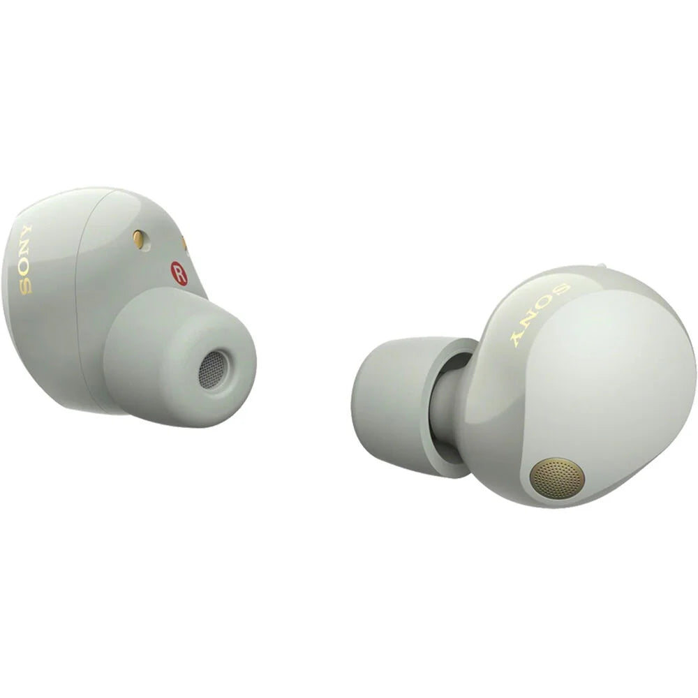 Sony -1000XM5 Industry Leading Noise Canceling Truly Wireless Earbuds (Silver) Bundle with Silicone Case (Pink), Memory Foam Ear Tips, -A to -C Cable & 1   Enhanced Protection Pack