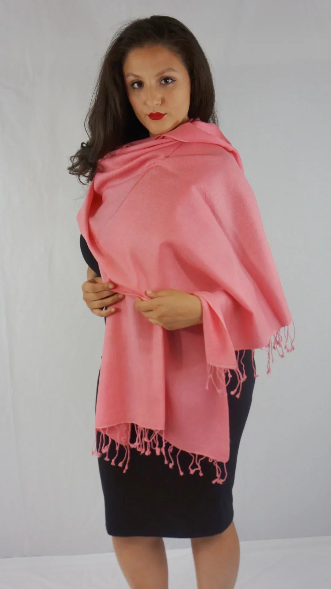 Scarf/Scarves/Shawl/Shawls/Stole/Wrap/Pashmina Scarf/Pashmina Shawl/Cashmere/Cashmere Scarf/Wool/Silk (Light Coral)