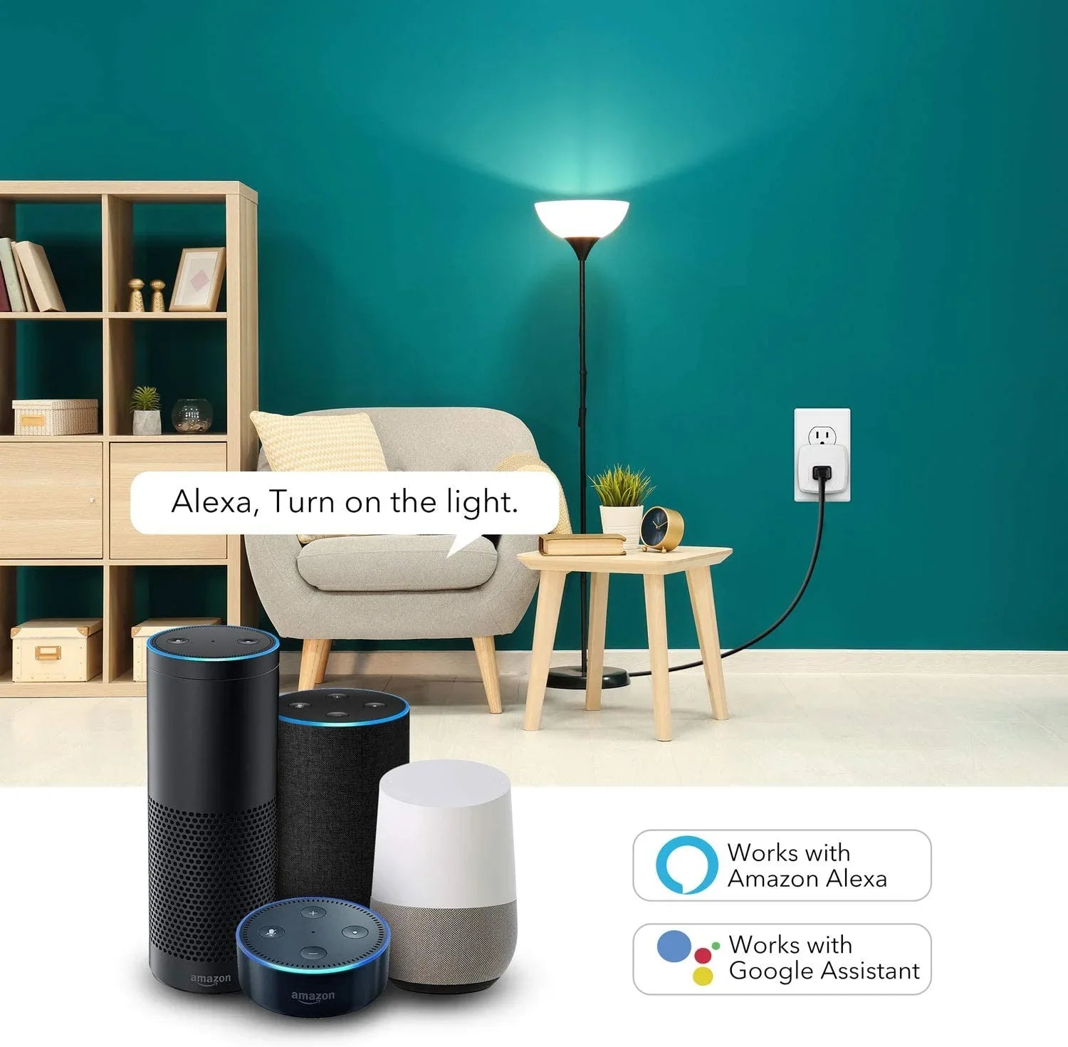 Smart Plug Mini 15A, WiFi Smart Outlet Works with Alexa, Google Home Assistant, Remote Control with Timer Function, No Hub Required,  Certified, 2.4G WiFi Only, 2-Pack