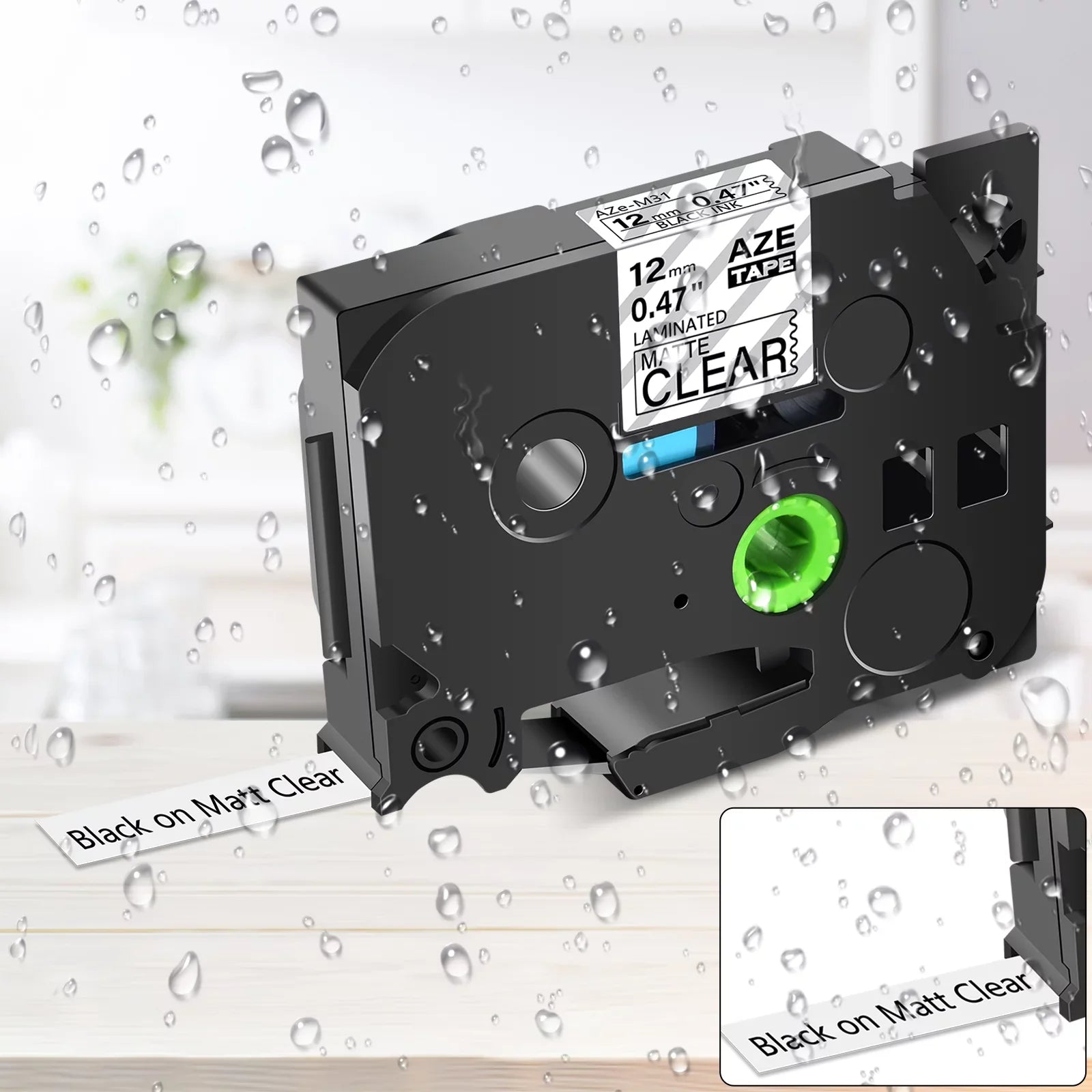 40PK Compatible for Brother P-touch Black on Matte Clear 12mm 0.47" TZe-M31 -M31 TZM31 TZeM31 Laminated Label Tape